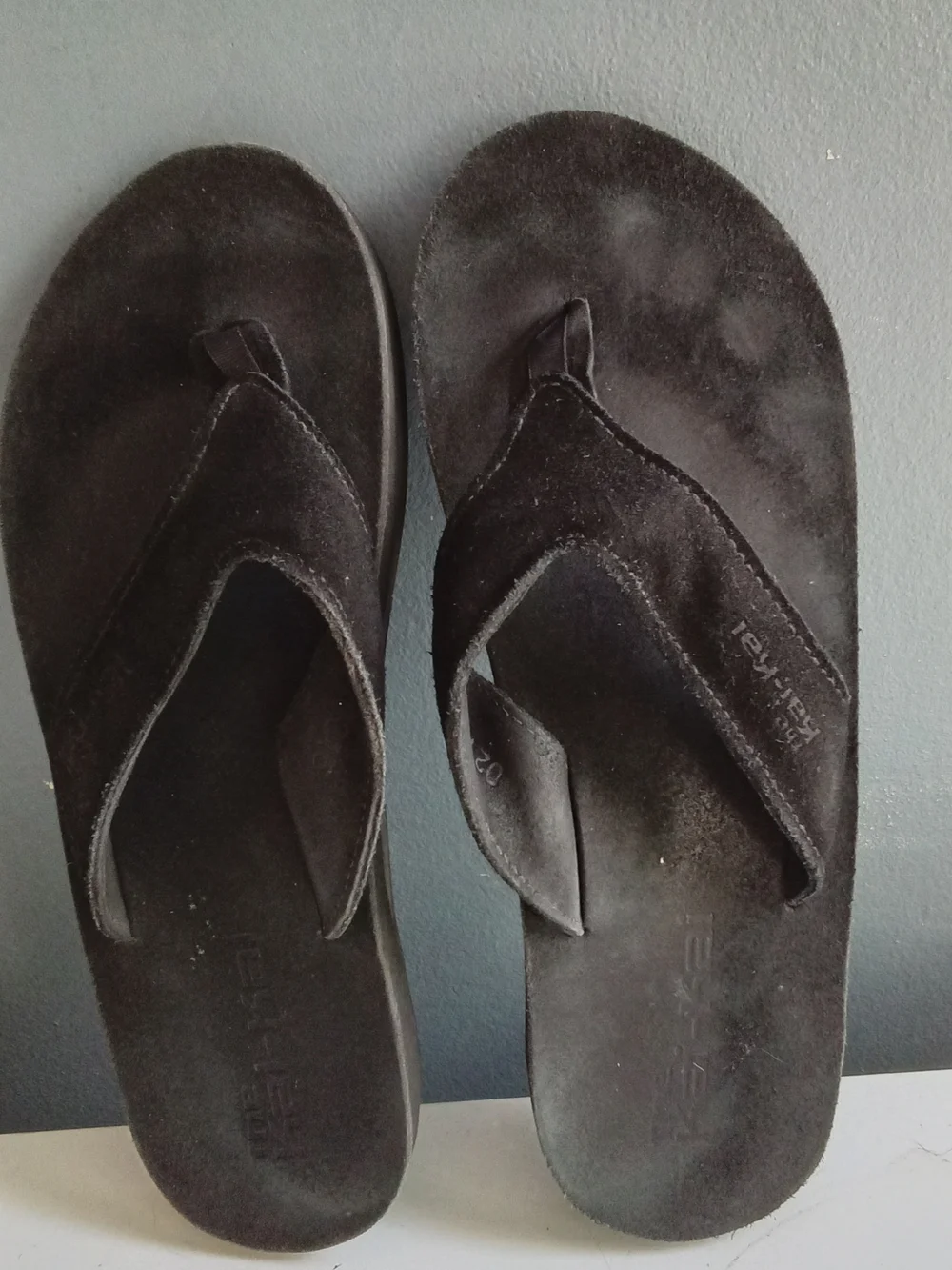 Montauk New York Kai-Kai Mens Black Suede Flip Flop Sandals‎ Size 11 EU 45
